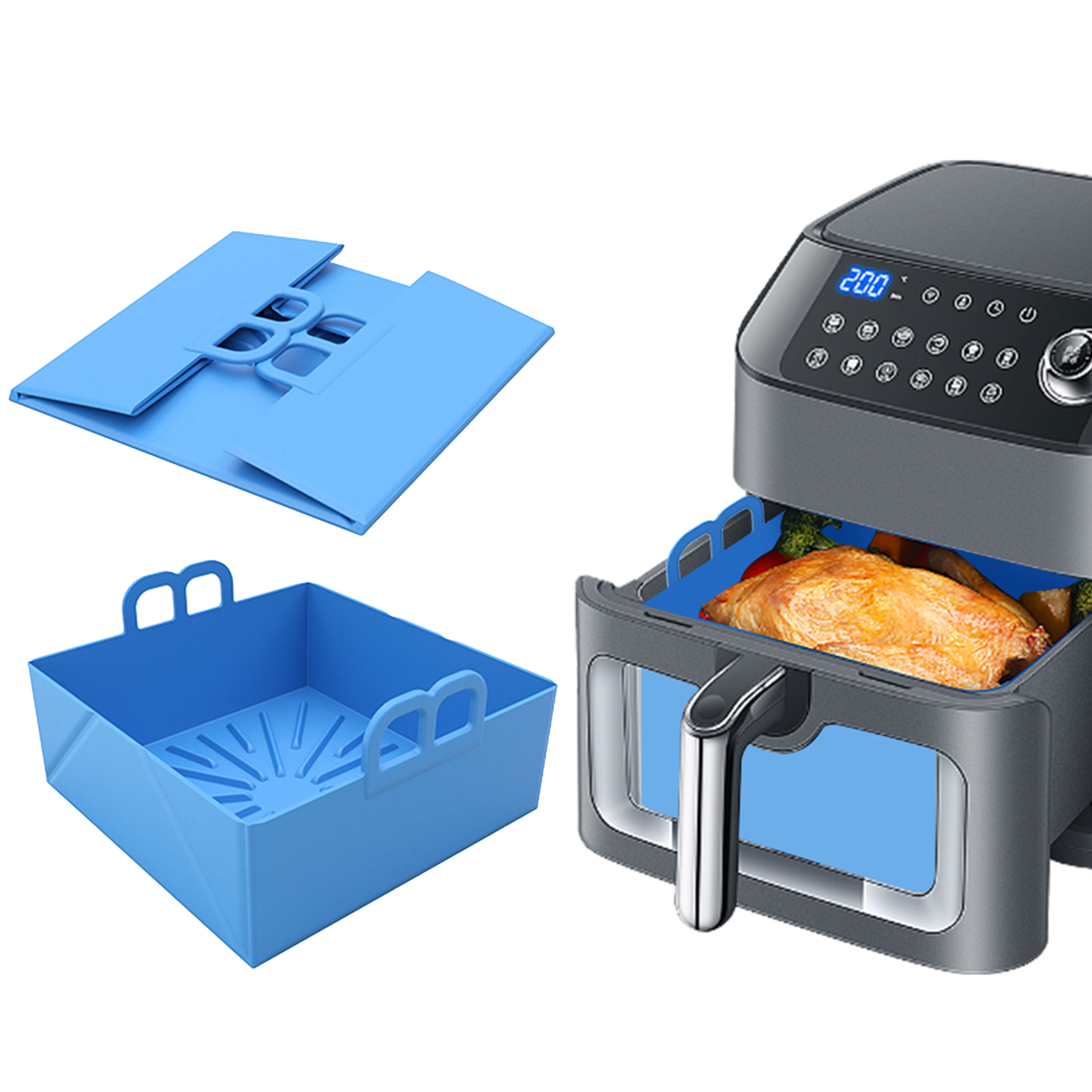 Folding Air Fryer Silicone Tra - Air Fryer Silicone Pot Liner review and price
